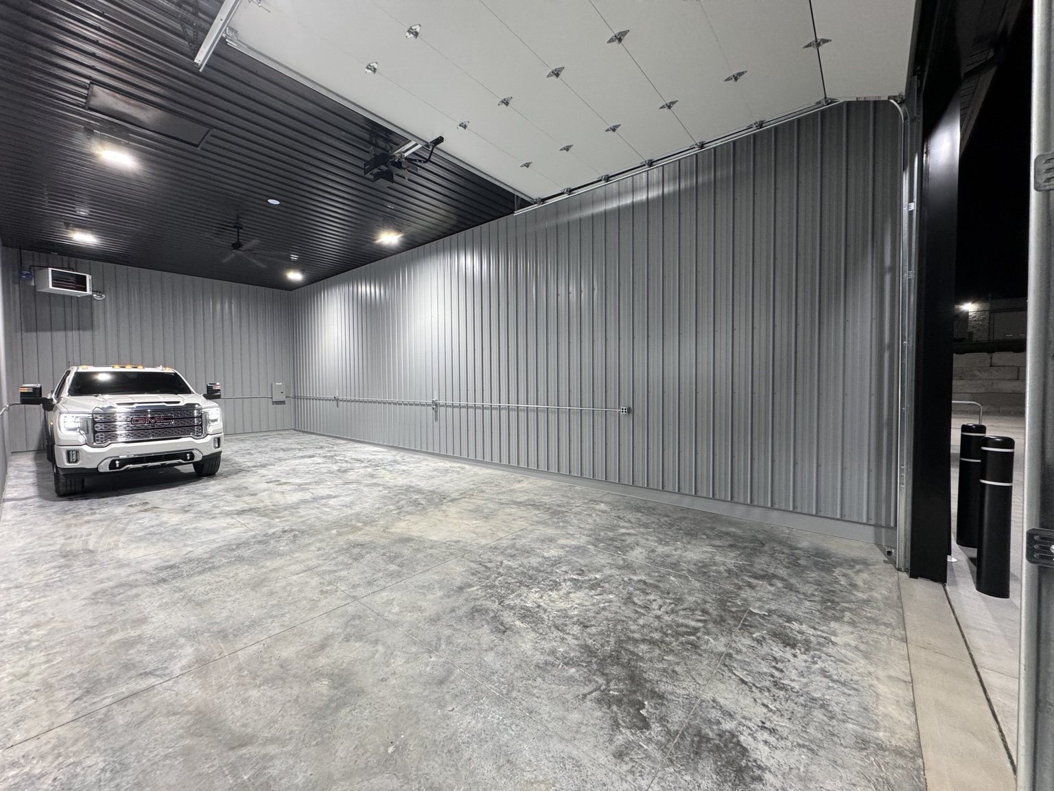 PROFLEX flex space with open overhead door and clear commercial interior